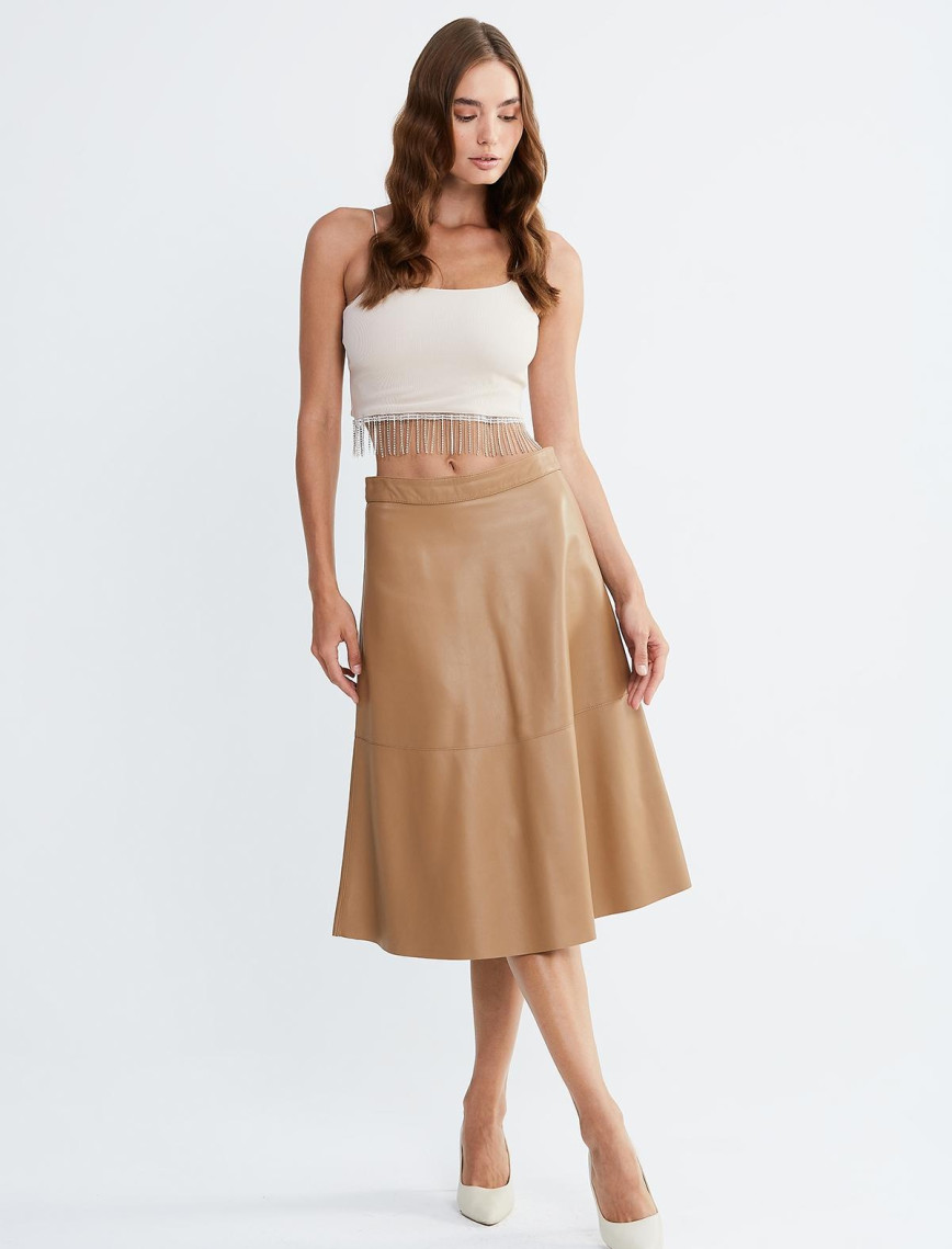 Valmenti Kadın Bej Hakiki Deri Derı Etek Deri Etek Valmenti Kadın Bej Hakiki Deri Derı Etek Deri Etek