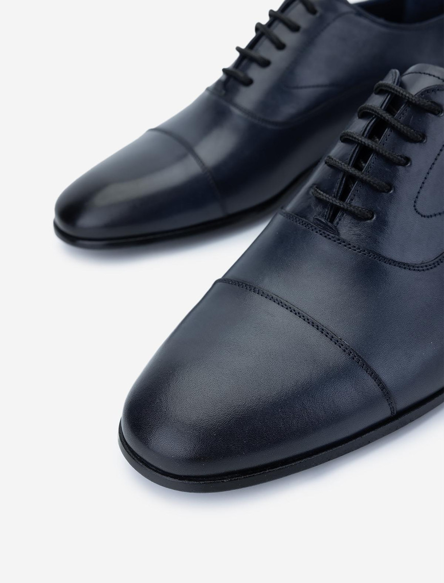 Valmenti Erkek Hakiki Deri Lacivert Klasik Ayakkabı