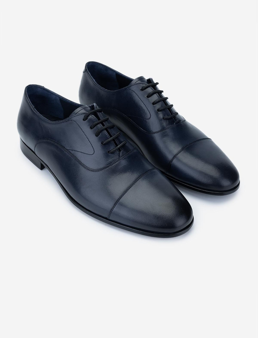 Valmenti Erkek Hakiki Deri Lacivert Klasik Ayakkabı