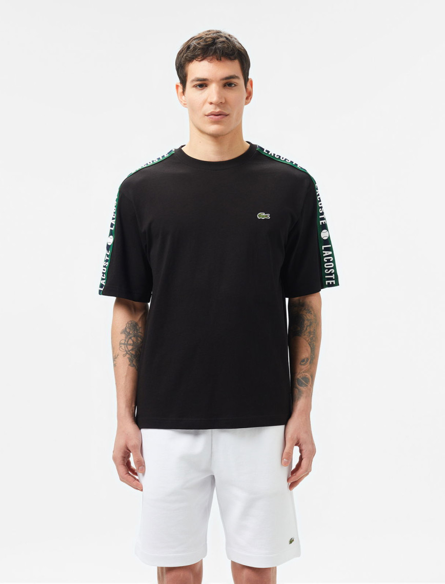 Lacoste Erkek Relaxed Fit Bisiklet Yaka Baskılı Siyah T-Shirt Lacoste Erkek Relaxed Fit Bisiklet Yaka Baskılı Siyah T-Shirt