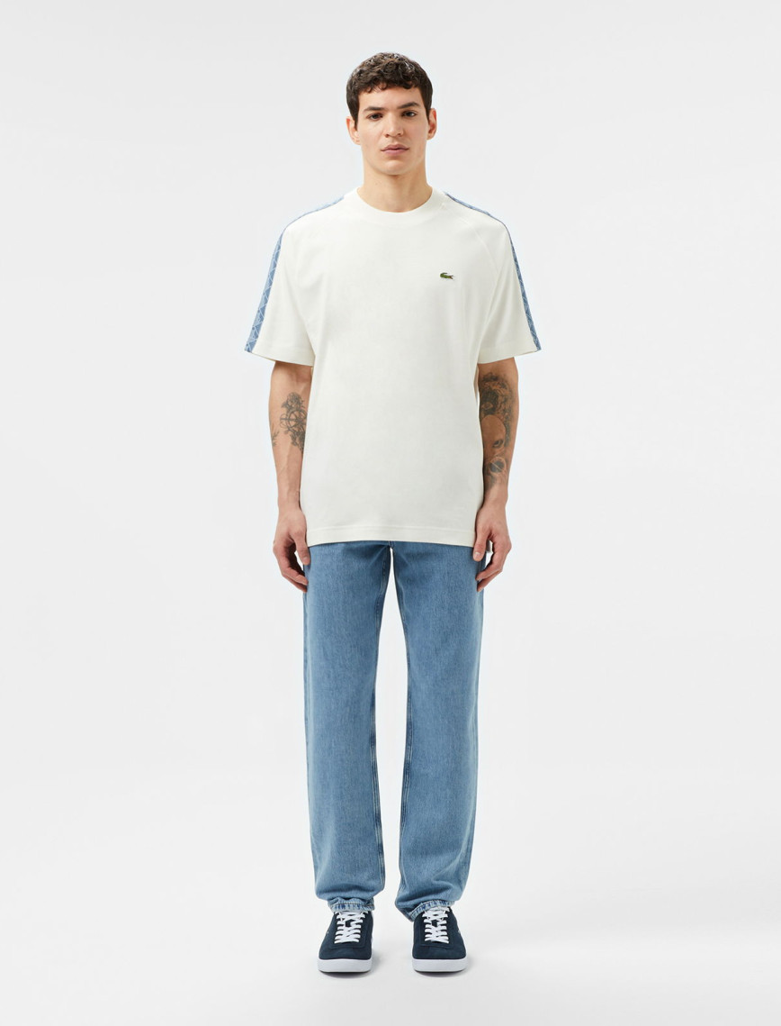 Lacoste Erkek Oversize Fit Bisiklet Yaka Baskılı Beyaz T-Shirt Lacoste Erkek Oversize Fit Bisiklet Yaka Baskılı Beyaz T-Shirt