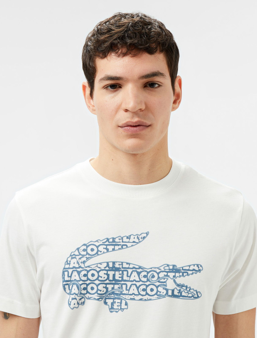 Lacoste Erkek Regular Fit Bisiklet Yaka Baskılı Beyaz T-Shirt Lacoste Erkek Regular Fit Bisiklet Yaka Baskılı Beyaz T-Shirt