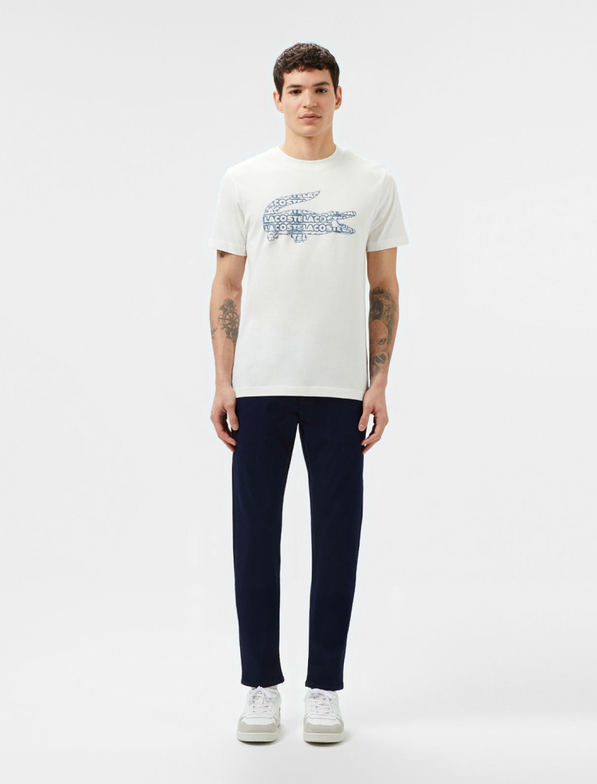 Lacoste Erkek Regular Fit Bisiklet Yaka Baskılı Beyaz T-Shirt Lacoste Erkek Regular Fit Bisiklet Yaka Baskılı Beyaz T-Shirt
