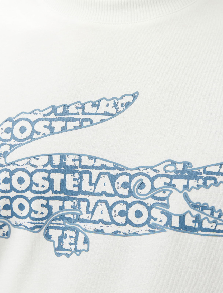Lacoste Erkek Regular Fit Bisiklet Yaka Baskılı Beyaz T-Shirt Lacoste Erkek Regular Fit Bisiklet Yaka Baskılı Beyaz T-Shirt