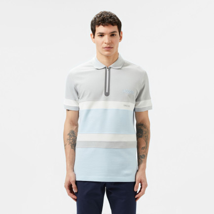 Lacoste Erkek Regular Fit Yarım Fermuarlı Renk Bloklu Açık Mavi Polo Lacoste Erkek Regular Fit Yarım Fermuarlı Renk Bloklu Açık Mavi Polo