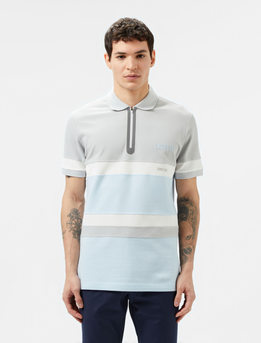 Lacoste Erkek Regular Fit Yarım Fermuarlı Renk Bloklu Açık Mavi Polo Lacoste Erkek Regular Fit Yarım Fermuarlı Renk Bloklu Açık Mavi Polo