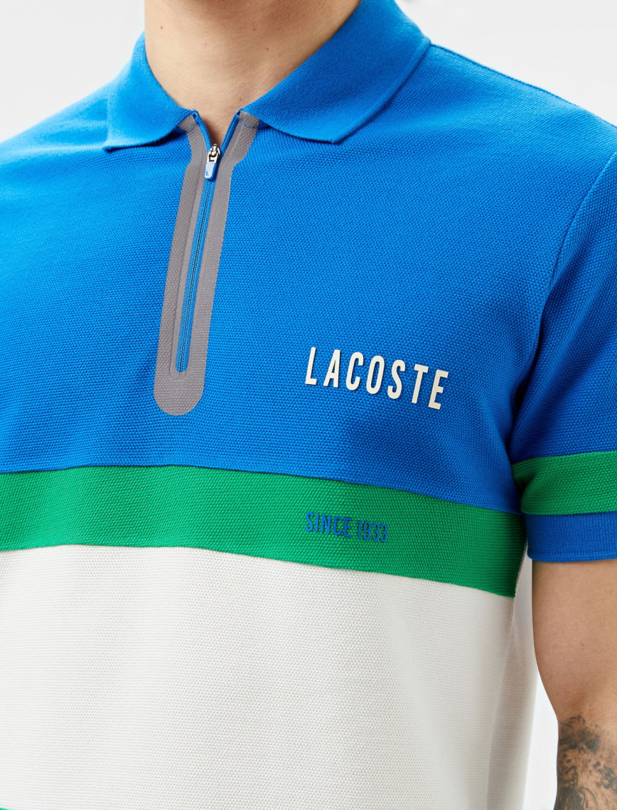 Lacoste Erkek Regular Fit Yarım Fermuarlı Renk Bloklu Beyaz Polo Lacoste Erkek Regular Fit Yarım Fermuarlı Renk Bloklu Beyaz Polo