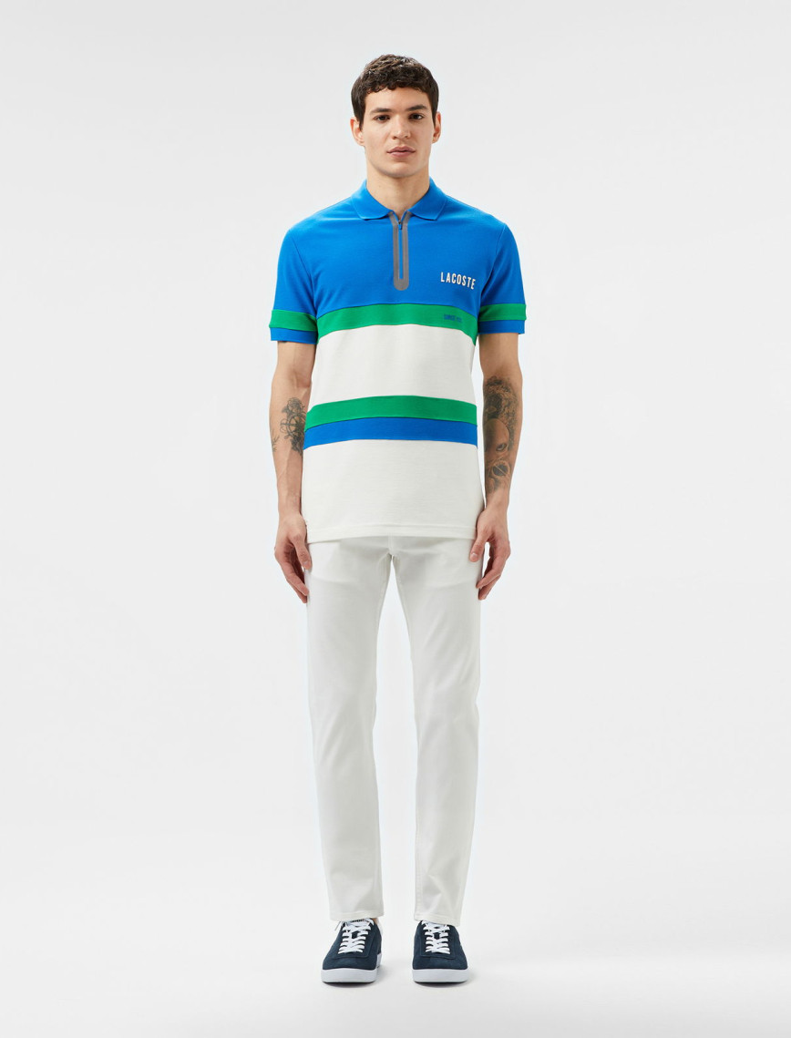 Lacoste Erkek Regular Fit Yarım Fermuarlı Renk Bloklu Beyaz Polo Lacoste Erkek Regular Fit Yarım Fermuarlı Renk Bloklu Beyaz Polo