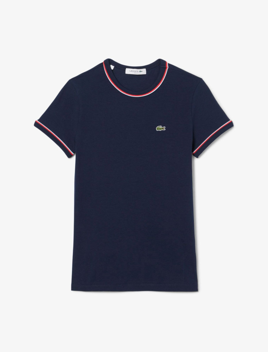 Lacoste Kadın Slim Fit Bisiklet Yaka Lacivert T-Shirt Lacoste Kadın Slim Fit Bisiklet Yaka Lacivert T-Shirt