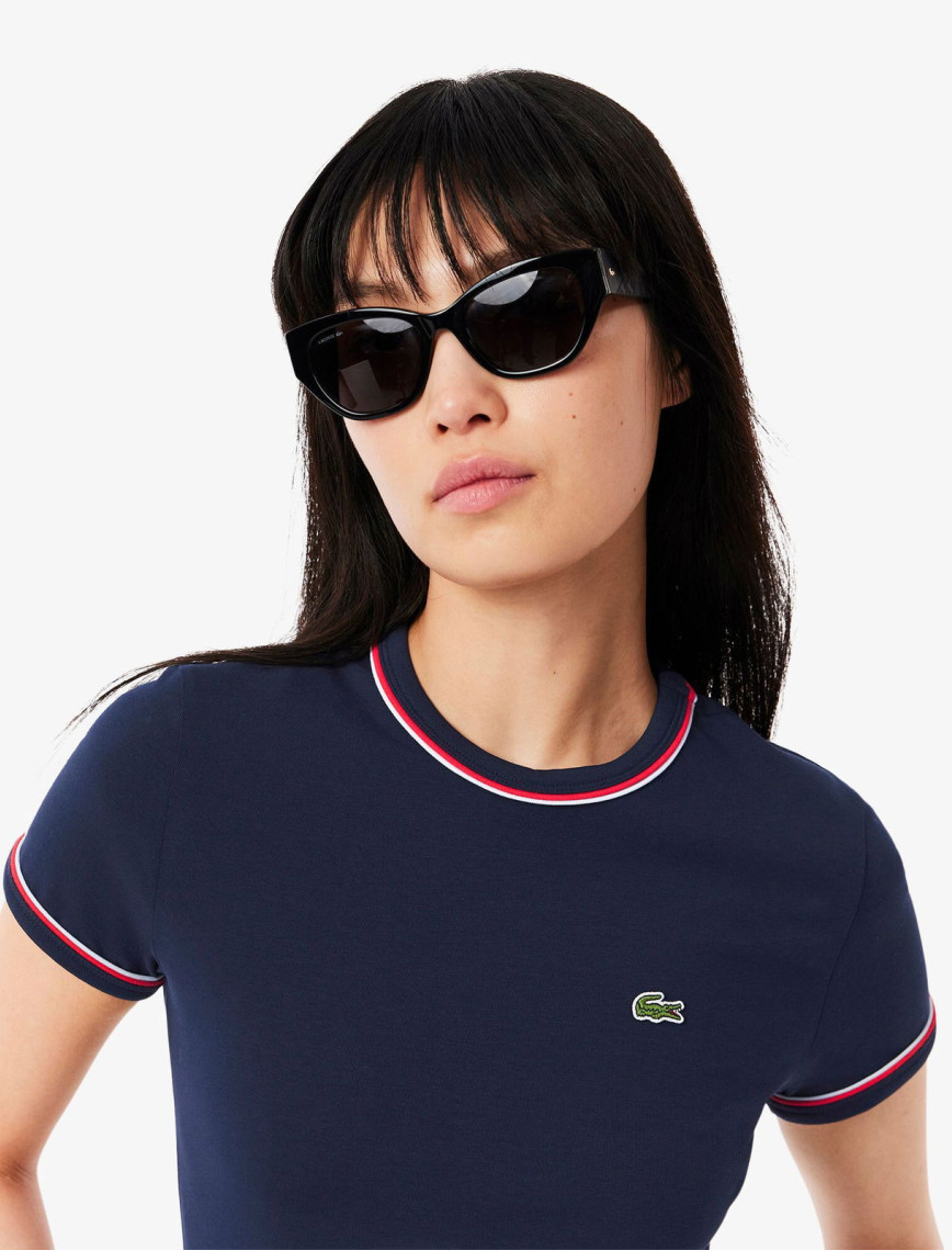 Lacoste Kadın Slim Fit Bisiklet Yaka Lacivert T-Shirt Lacoste Kadın Slim Fit Bisiklet Yaka Lacivert T-Shirt