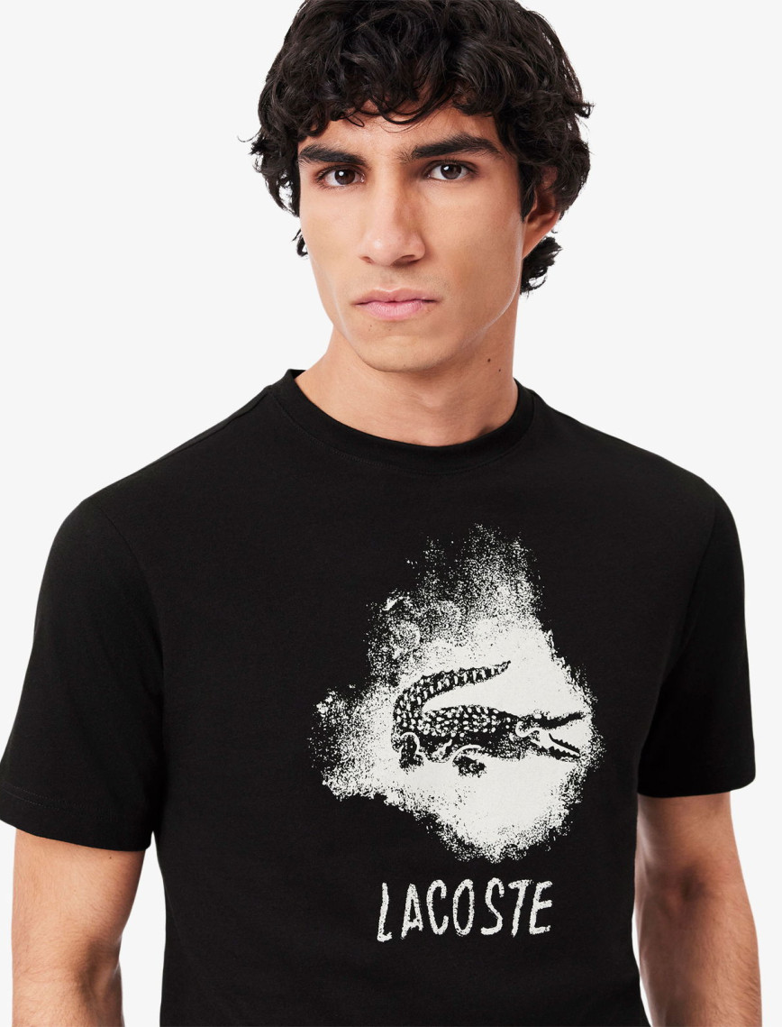 Lacoste Erkek Regular Fit Bisiklet Yaka Baskılı Siyah T-Shirt Lacoste Erkek Regular Fit Bisiklet Yaka Baskılı Siyah T-Shirt