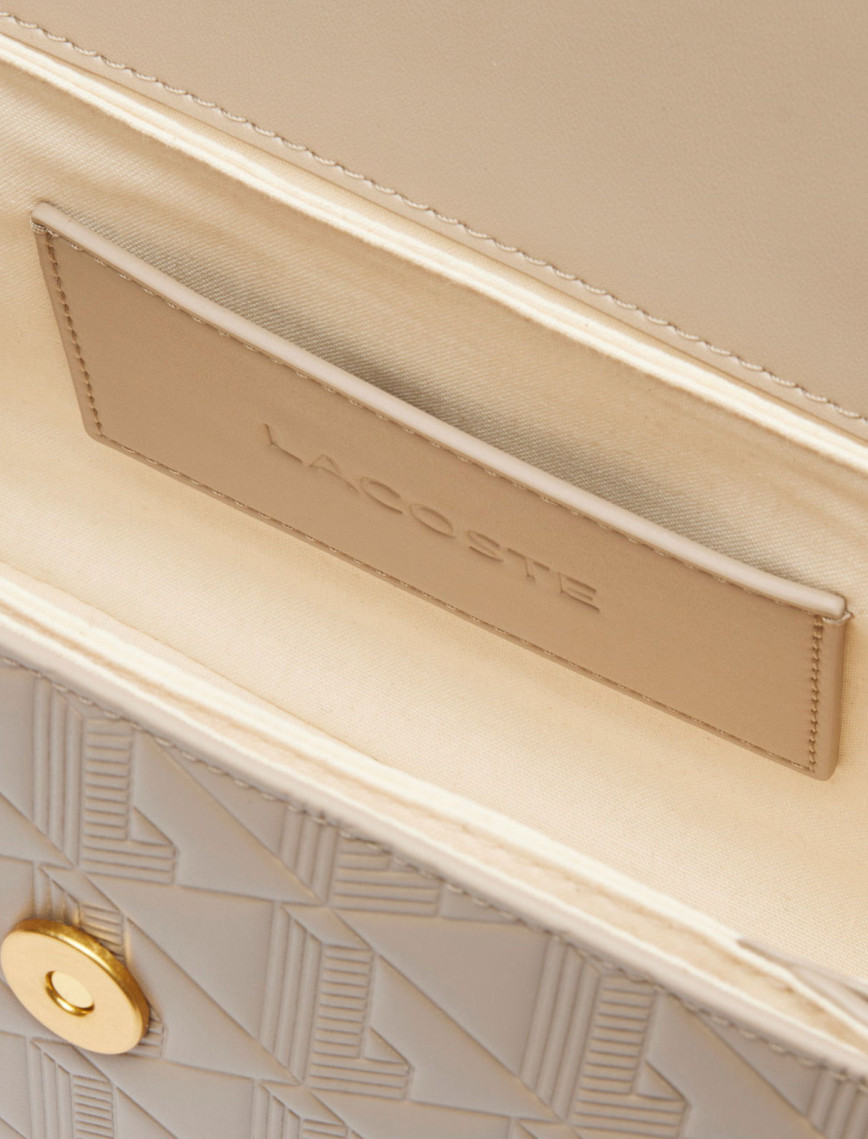 Lacoste Maheki Kadın Monogram Deri Bej Omuz Çantası Lacoste Maheki Kadın Monogram Deri Bej Omuz Çantası