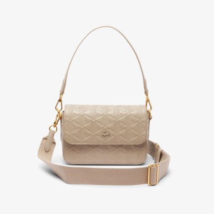 Lacoste Maheki Kadın Monogram Deri Bej Omuz Çantası Lacoste Maheki Kadın Monogram Deri Bej Omuz Çantası