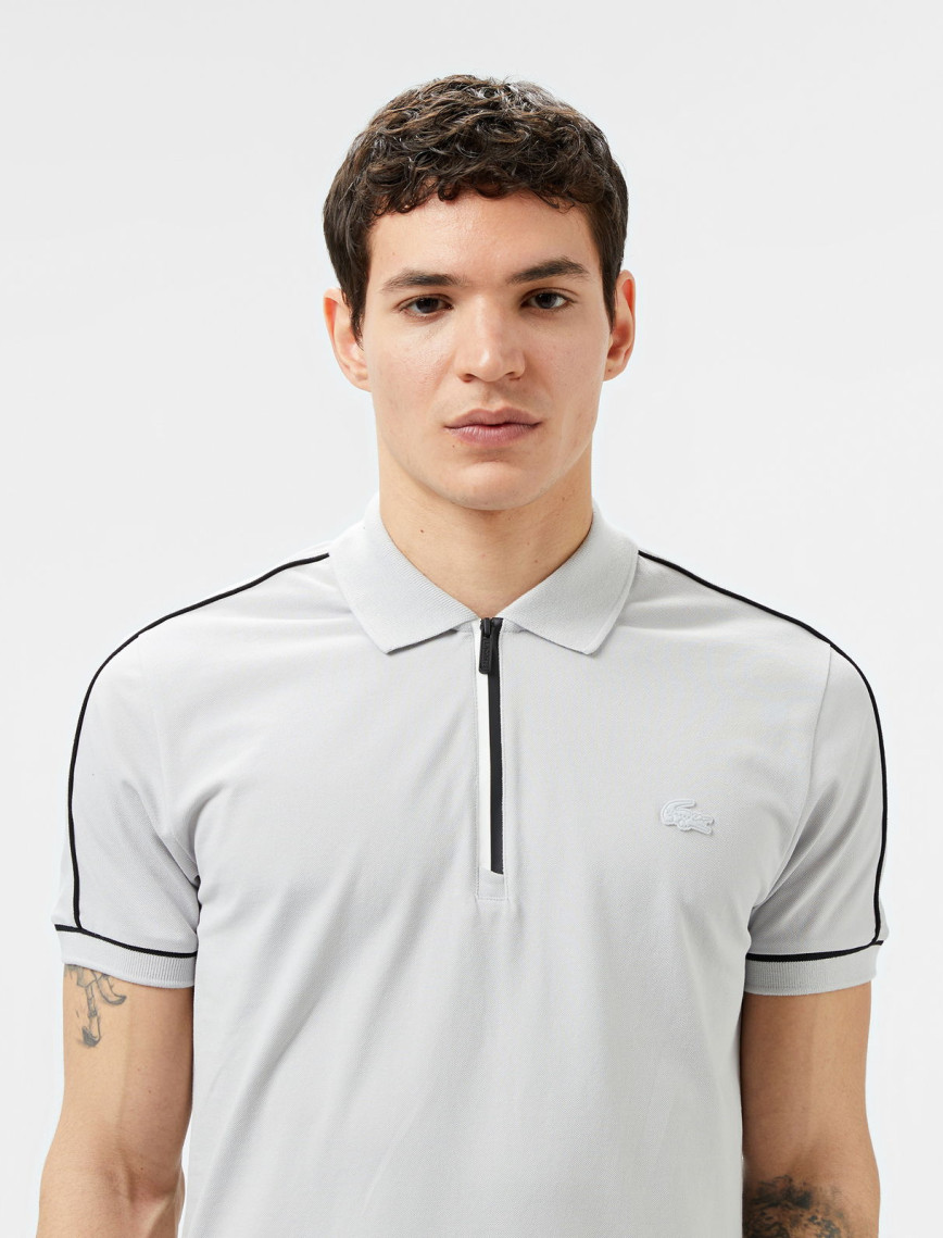 Lacoste Erkek Slim Fit Yarım Fermuarlı Gri Polo