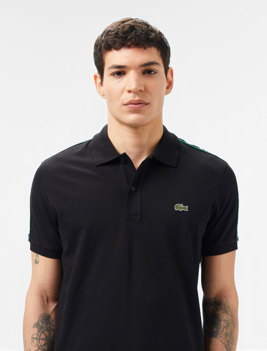 Lacoste Erkek Regular Fit Baskılı Siyah Polo Lacoste Erkek Regular Fit Baskılı Siyah Polo
