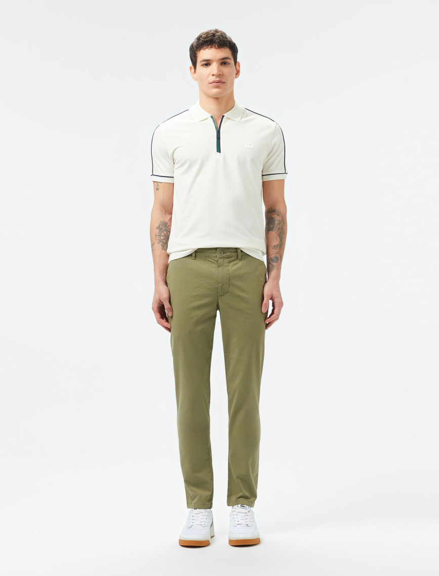 Lacoste Erkek Slim Fit Yarım Fermuarlı Beyaz Polo