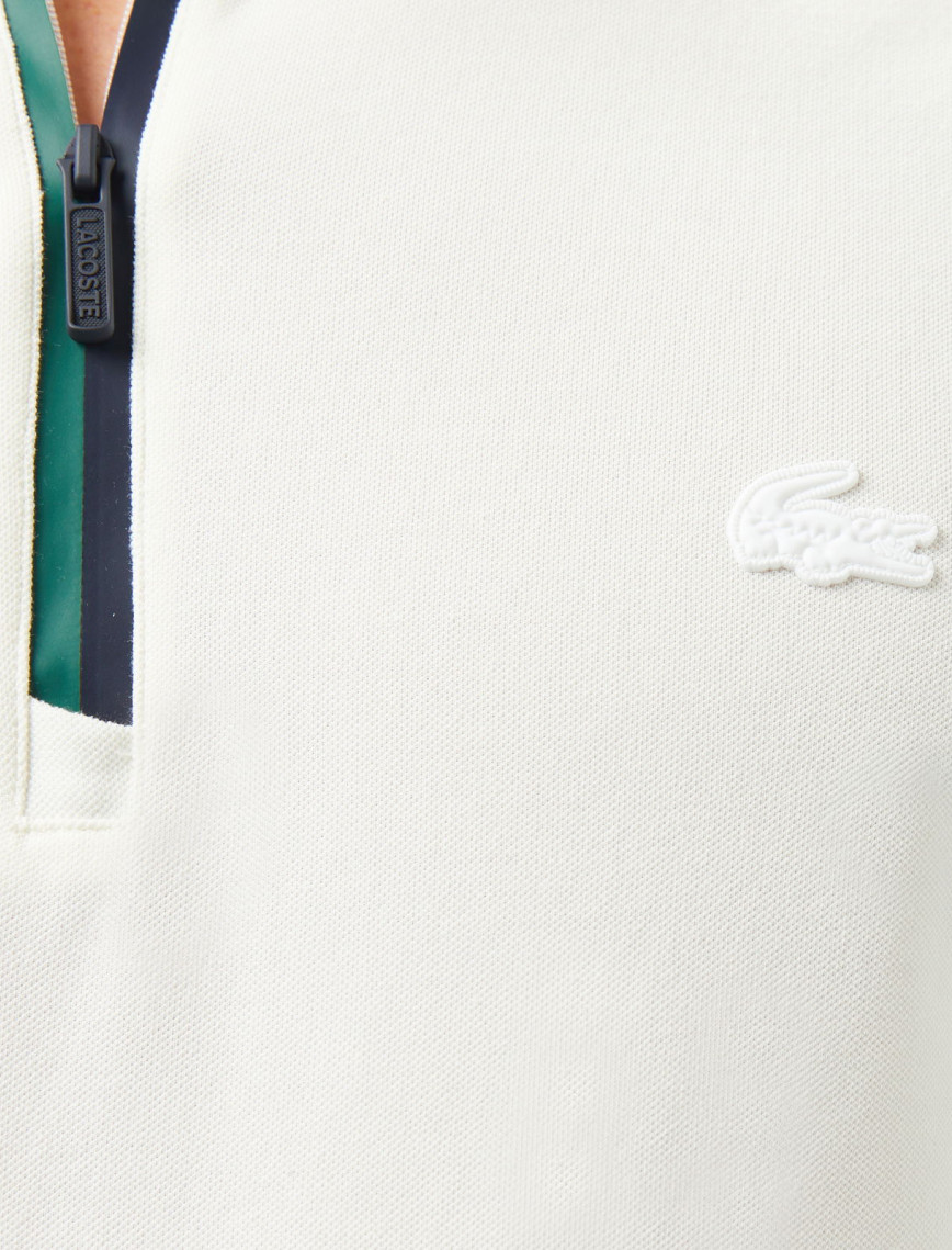 Lacoste Erkek Slim Fit Yarım Fermuarlı Beyaz Polo