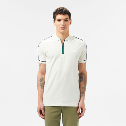 Lacoste Erkek Slim Fit Yarım Fermuarlı Beyaz Polo Lacoste Erkek Slim Fit Yarım Fermuarlı Beyaz Polo