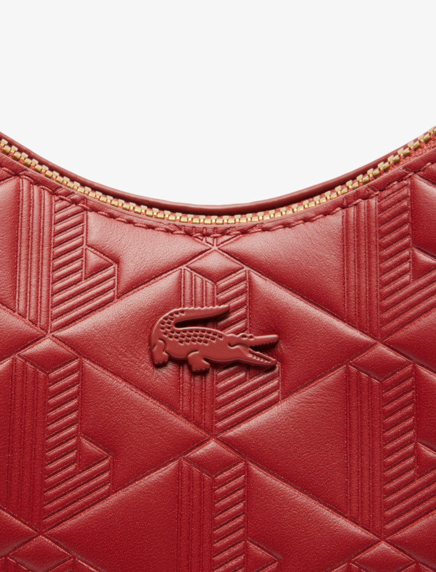 Lacoste Maheki Kadın Monogram Deri Bordo Omuz Çantası Lacoste Maheki Kadın Monogram Deri Bordo Omuz Çantası