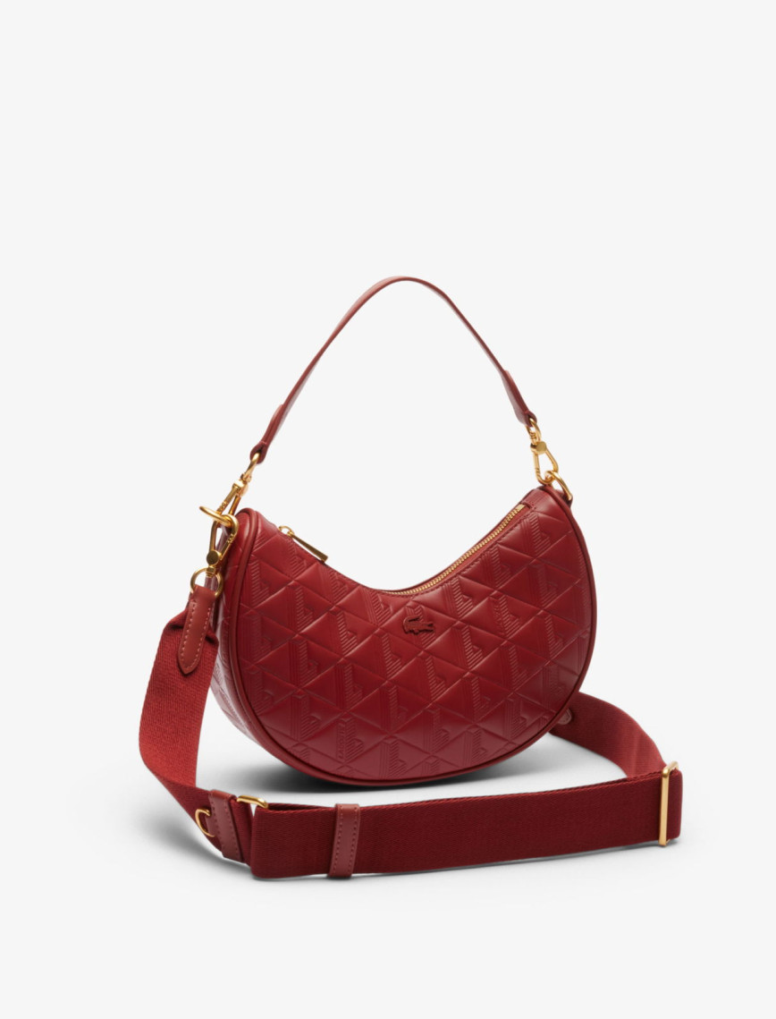 Lacoste Maheki Kadın Monogram Deri Bordo Omuz Çantası Lacoste Maheki Kadın Monogram Deri Bordo Omuz Çantası