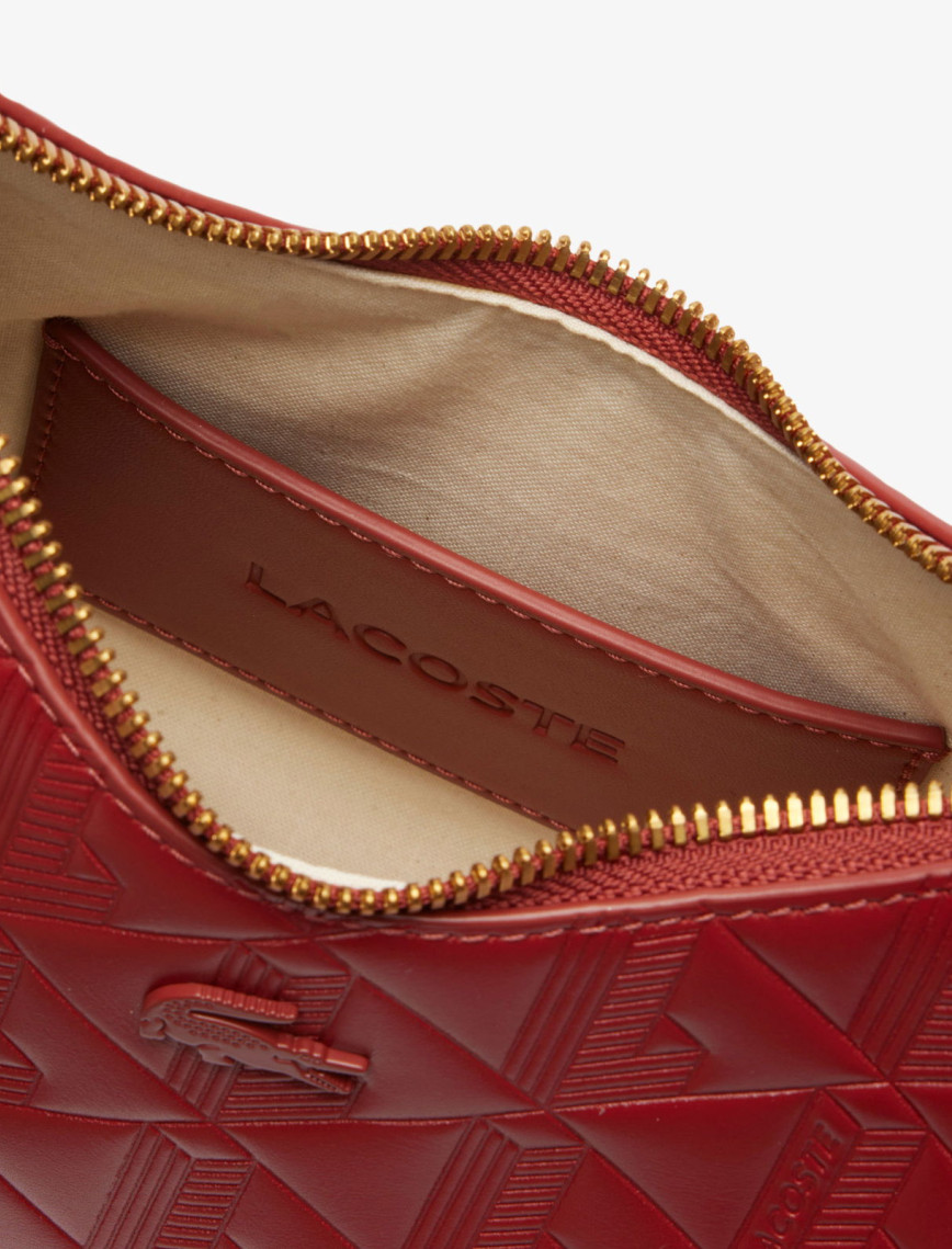 Lacoste Maheki Kadın Monogram Deri Bordo Omuz Çantası Lacoste Maheki Kadın Monogram Deri Bordo Omuz Çantası