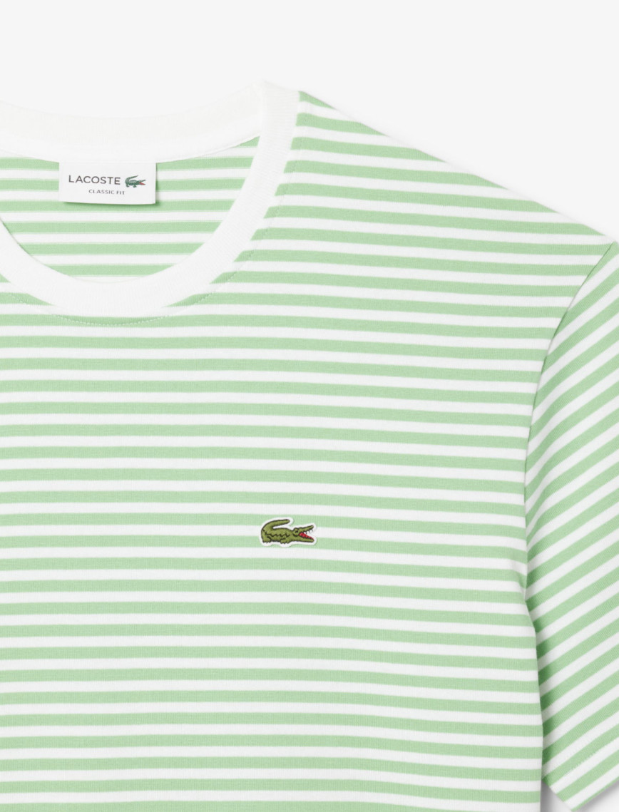 Lacoste Erkek Classic Fit Bisiklet Yaka Çizgili Açık Yeşil T-Shirt Lacoste Erkek Classic Fit Bisiklet Yaka Çizgili Açık Yeşil T-Shirt