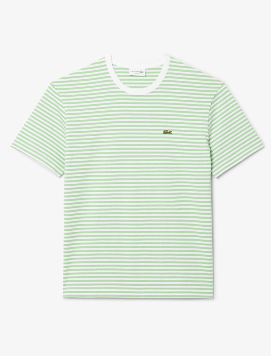 Lacoste Erkek Classic Fit Bisiklet Yaka Çizgili Açık Yeşil T-Shirt Lacoste Erkek Classic Fit Bisiklet Yaka Çizgili Açık Yeşil T-Shirt