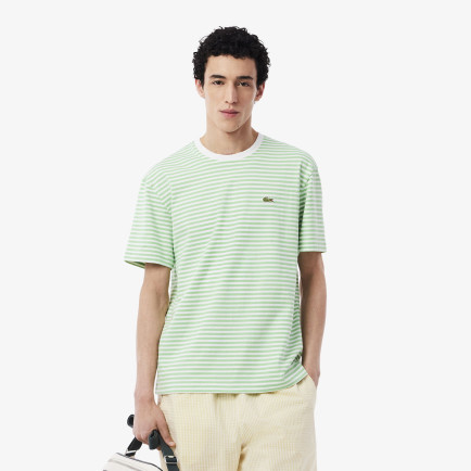 Lacoste Erkek Classic Fit Bisiklet Yaka Çizgili Açık Yeşil T-Shirt Lacoste Erkek Classic Fit Bisiklet Yaka Çizgili Açık Yeşil T-Shirt