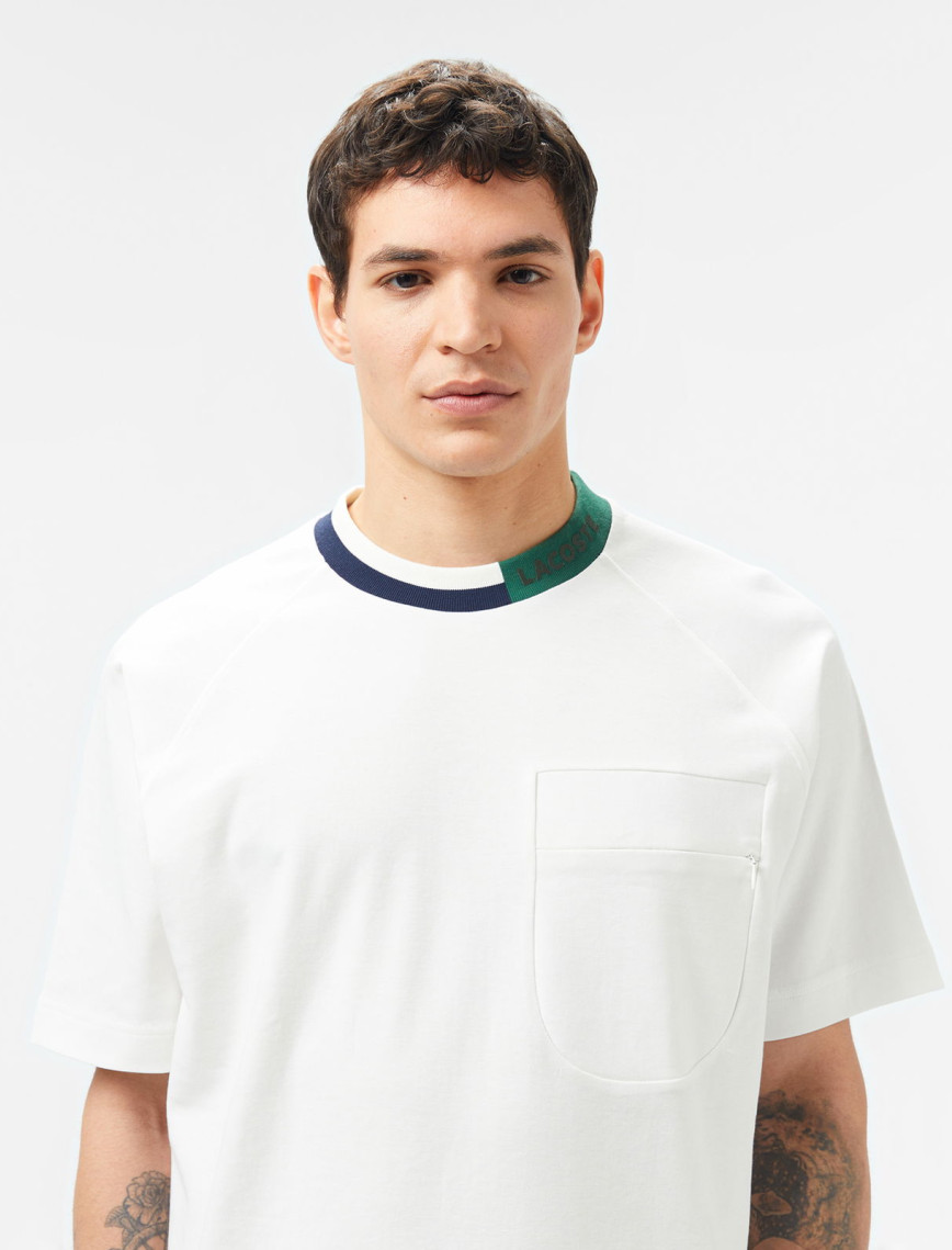 Lacoste Erkek Bisiklet Yaka Beyaz Cepli T-Shirt Lacoste Erkek Bisiklet Yaka Beyaz Cepli T-Shirt