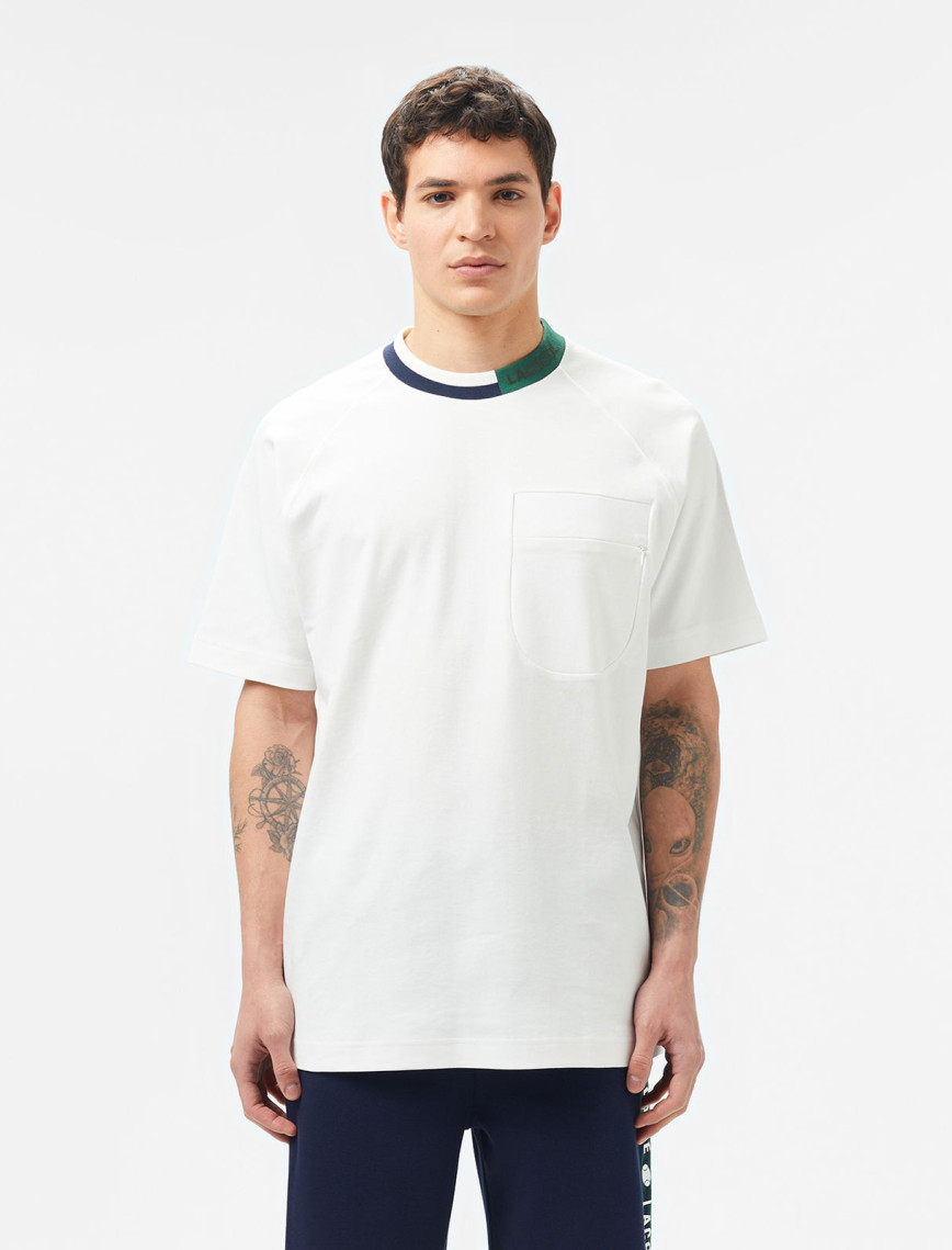 Lacoste Erkek Bisiklet Yaka Beyaz Cepli T-Shirt Lacoste Erkek Bisiklet Yaka Beyaz Cepli T-Shirt