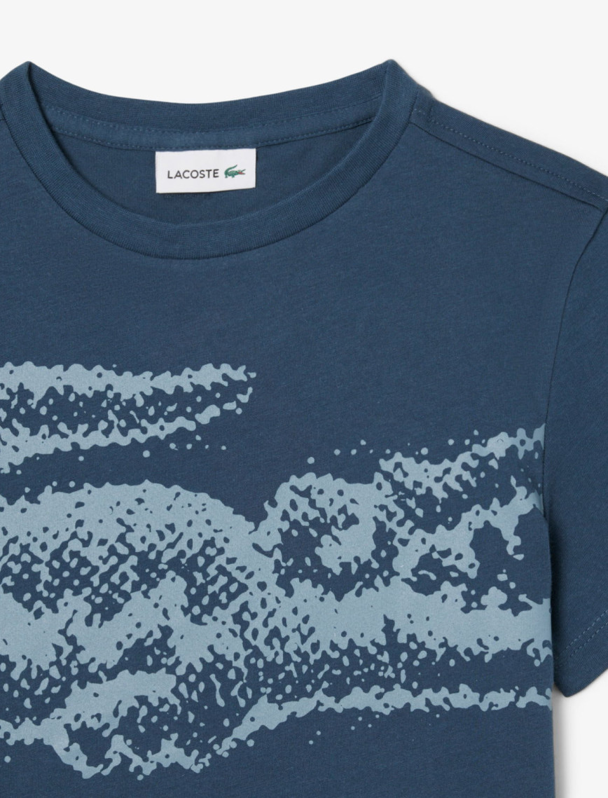 Lacoste Çocuk Bisiklet Yaka Baskılı Lacivert T-Shirt Lacoste Çocuk Bisiklet Yaka Baskılı Lacivert T-Shirt