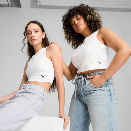 Puma Wardrobe Essentials Ribbed Crop Top Kadın Beyaz Atlet Puma Wardrobe Essentials Ribbed Crop Top Kadın Beyaz Atlet
