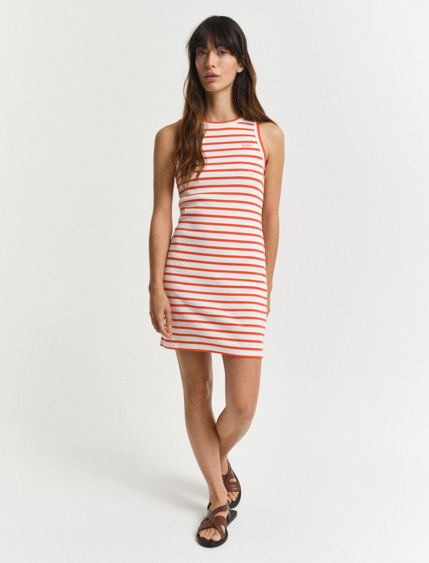 GANT Kadın Lacivert Slim Fit Bisiklet Yaka Çizgili Elbise GANT Kadın Lacivert Slim Fit Bisiklet Yaka Çizgili Elbise