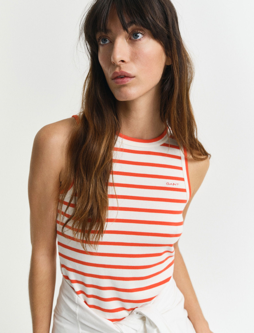 GANT Kadın Turuncu Slim Fit Bisiklet Yaka Çizgili Elbise GANT Kadın Turuncu Slim Fit Bisiklet Yaka Çizgili Elbise