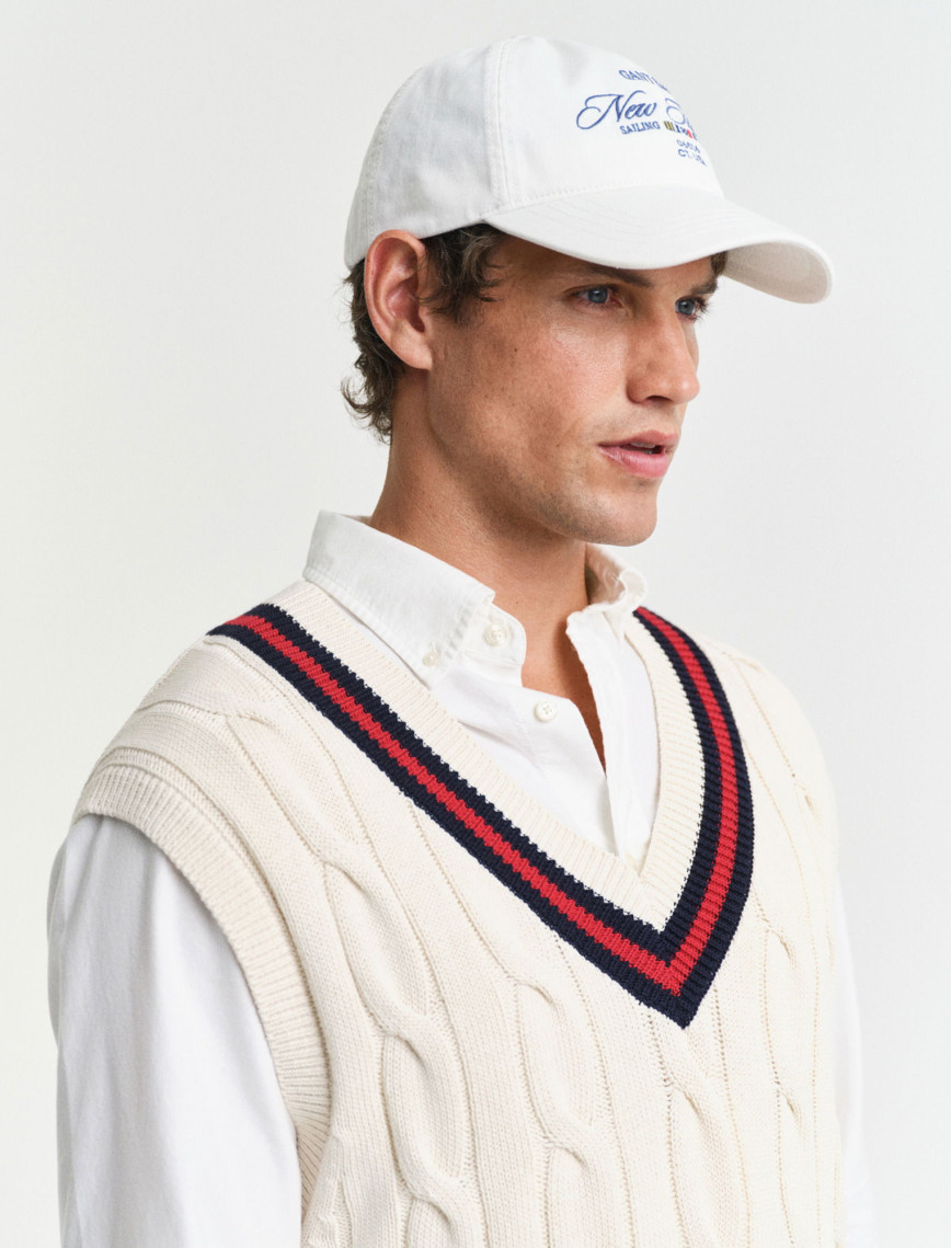 GANT Erkek Krem Relaxed Fit V Yaka Süveter GANT Erkek Krem Relaxed Fit V Yaka Süveter