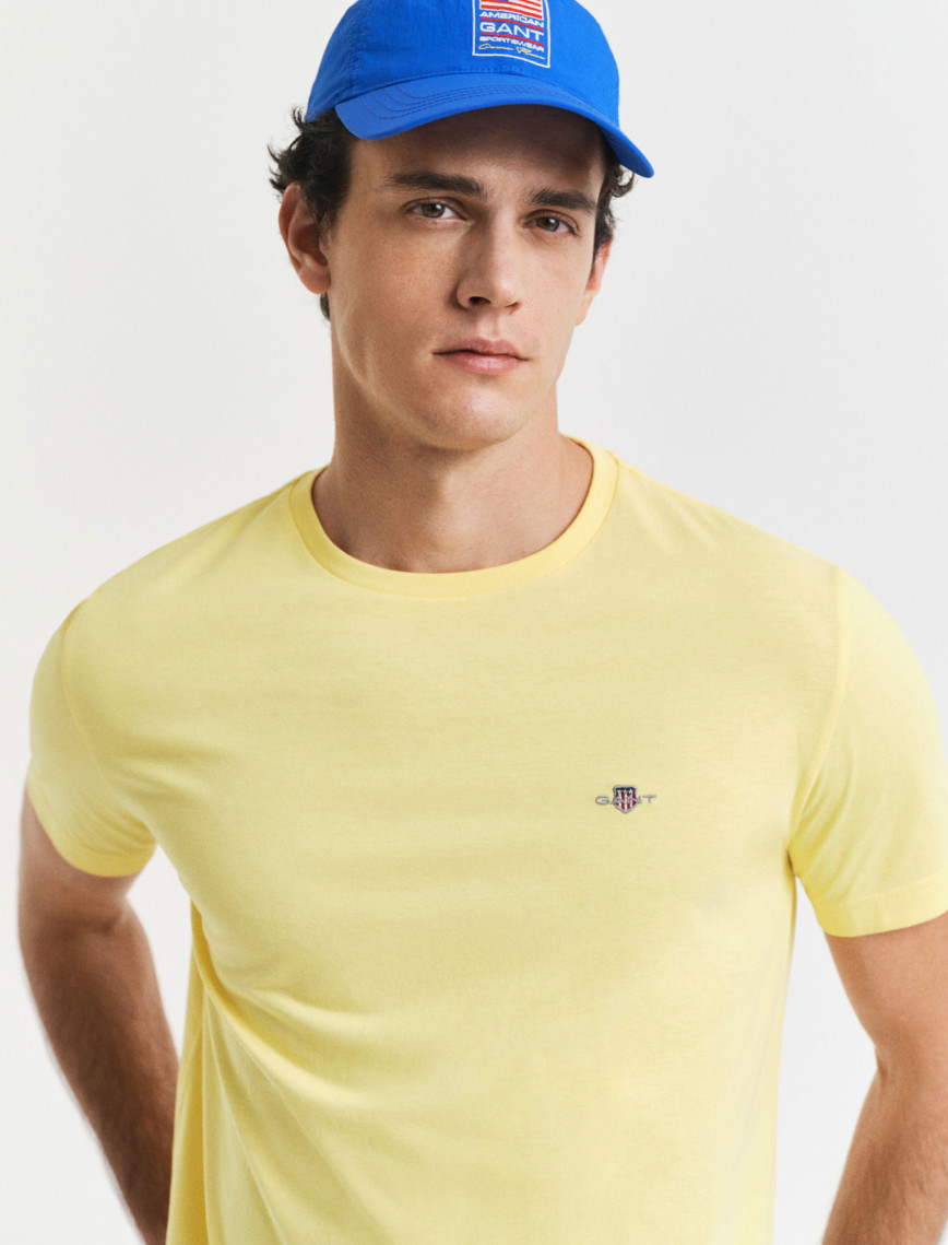 GANT Erkek Sarı Regular Fit Bisiklet Yaka T-Shirt