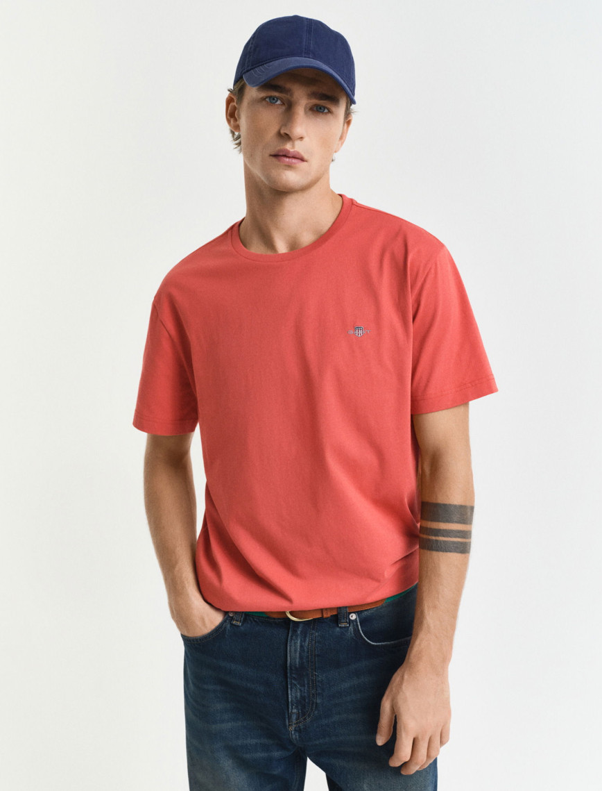 GANT Erkek Kırmızı Regular Fit Bisiklet Yaka T-Shirt