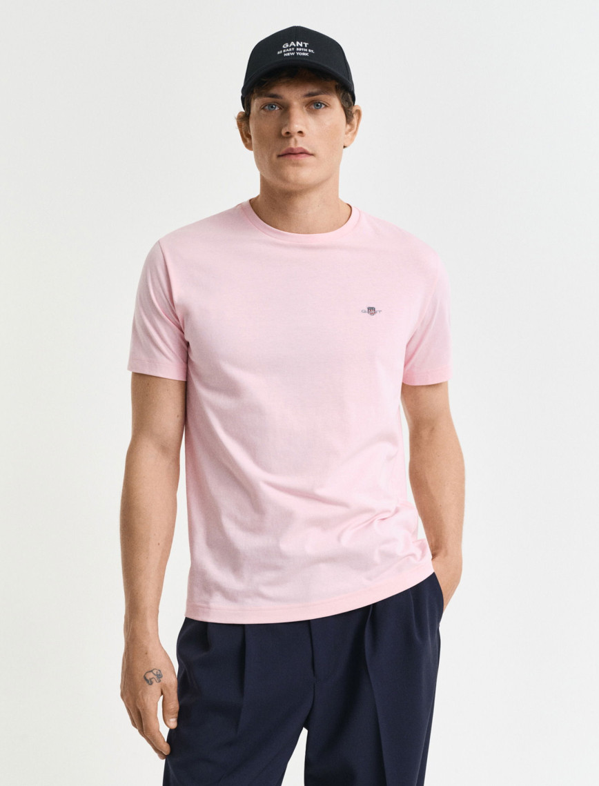GANT Erkek Pembe Regular Fit Bisiklet Yaka T-Shirt