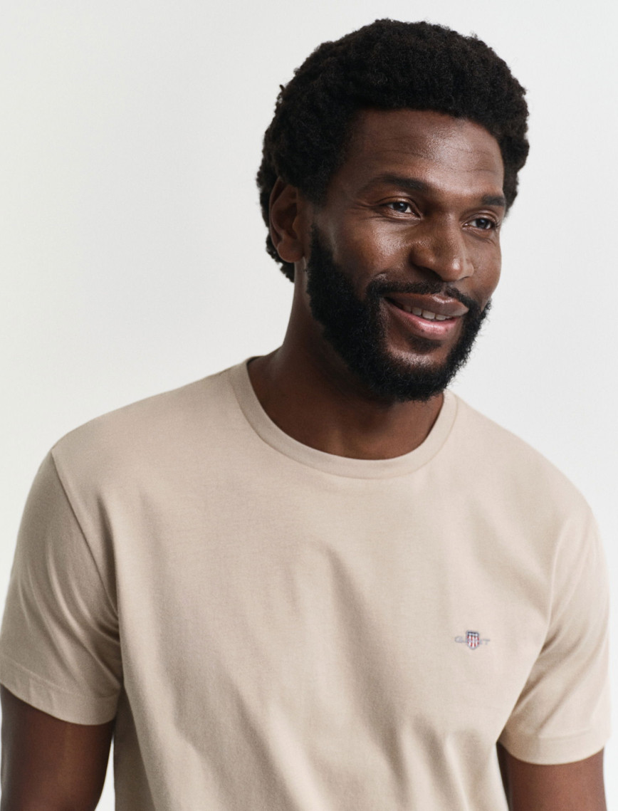 GANT Erkek Bej Regular Fit Bisiklet Yaka T-Shirt