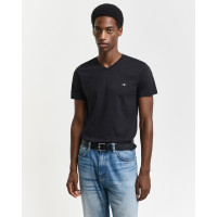 GANT Erkek Siyah Slim Fit V Yaka T-Shirt GANT Erkek Siyah Slim Fit V Yaka T-Shirt