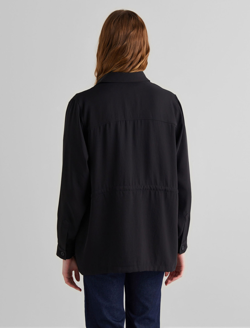 GANT Kadın Siyah Regular Fit Logolu Gömlek GANT Kadın Siyah Regular Fit Logolu Gömlek