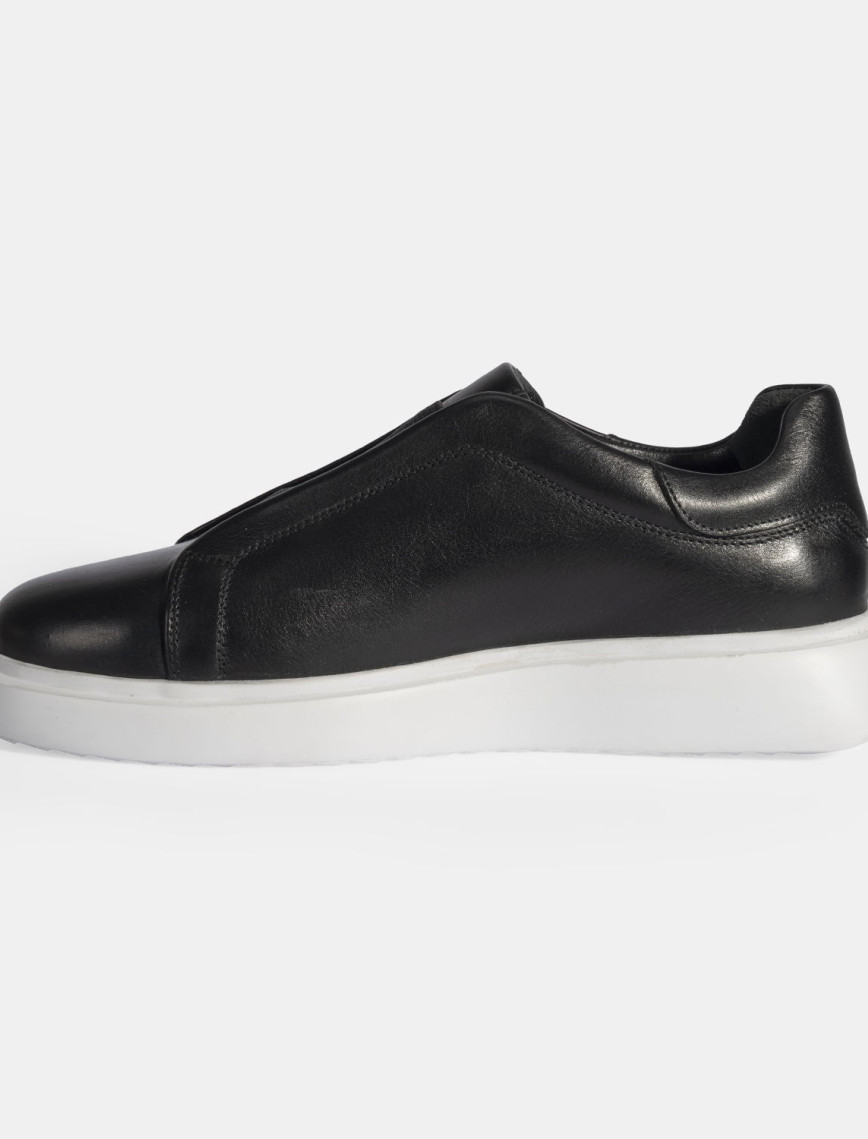 Siyah Erkek Lastik Detaylı Deri Günlük Ayakkabı Siyah Erkek Lastik Detaylı Deri Günlük Ayakkabı