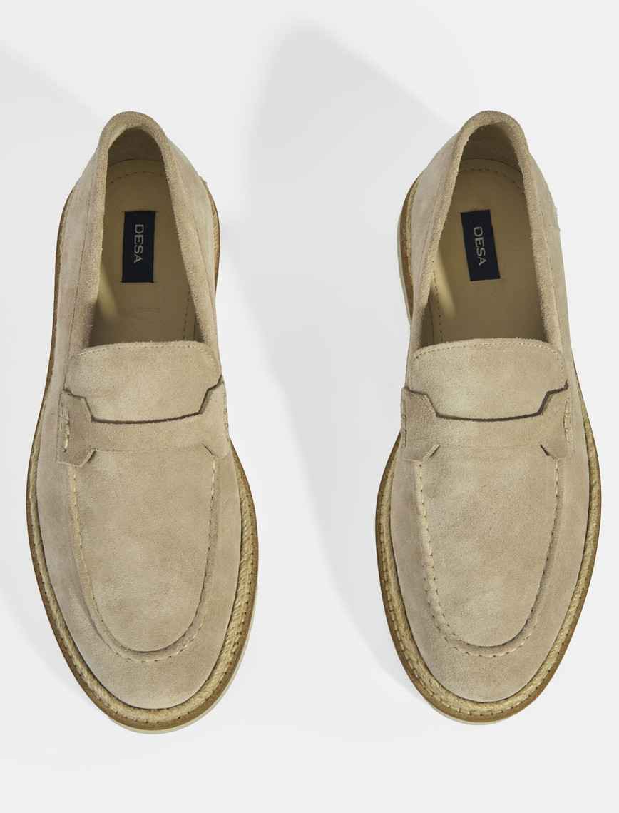 Bej Erkek Örgü Detaylı Süet Loafer Bej Erkek Örgü Detaylı Süet Loafer