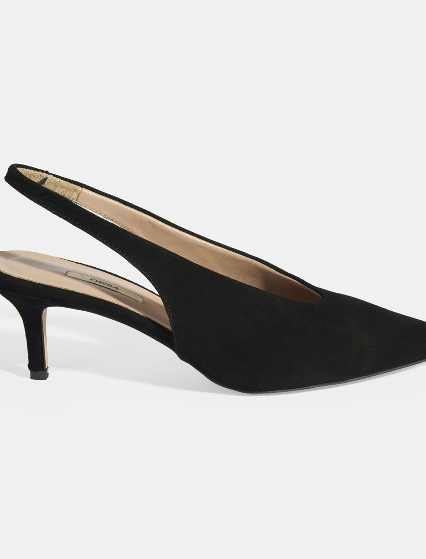 Siyah Kadın Süet Slingback Topuklu Ayakkabı Siyah Kadın Süet Slingback Topuklu Ayakkabı