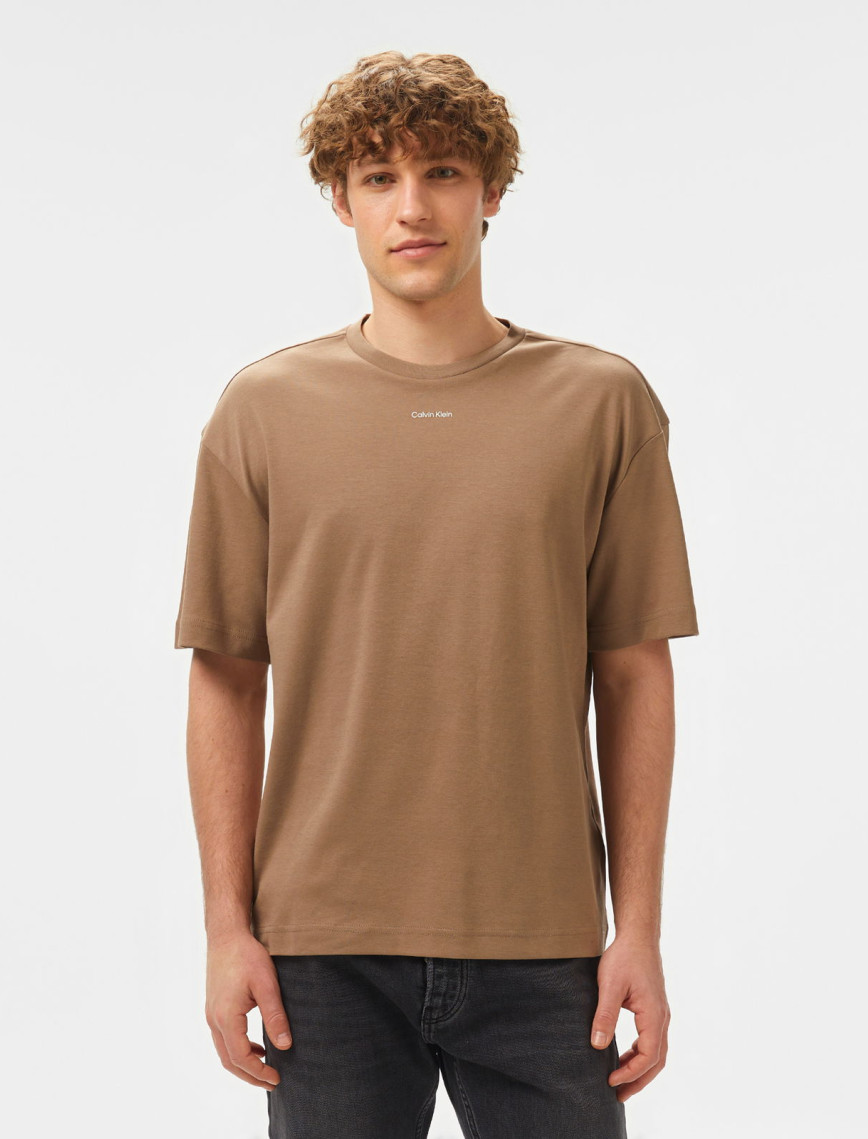 Calvin Klein Nano Logo Interlock Erkek Gri T-Shirt Calvin Klein Nano Logo Interlock Erkek Gri T-Shirt