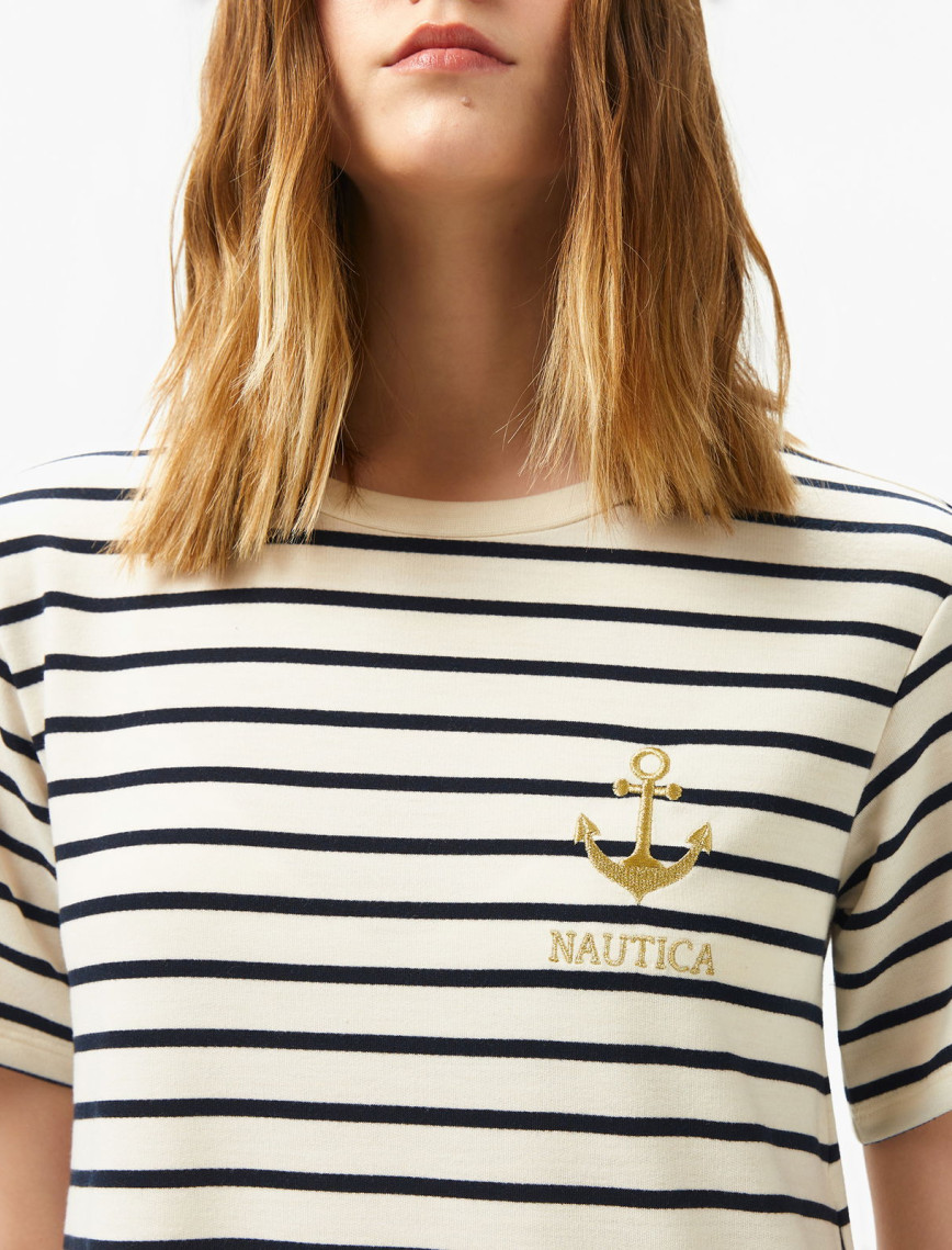 Nautica Kadın Beyaz Regular Fit Çizgili Elbise Nautica Kadın Beyaz Regular Fit Çizgili Elbise