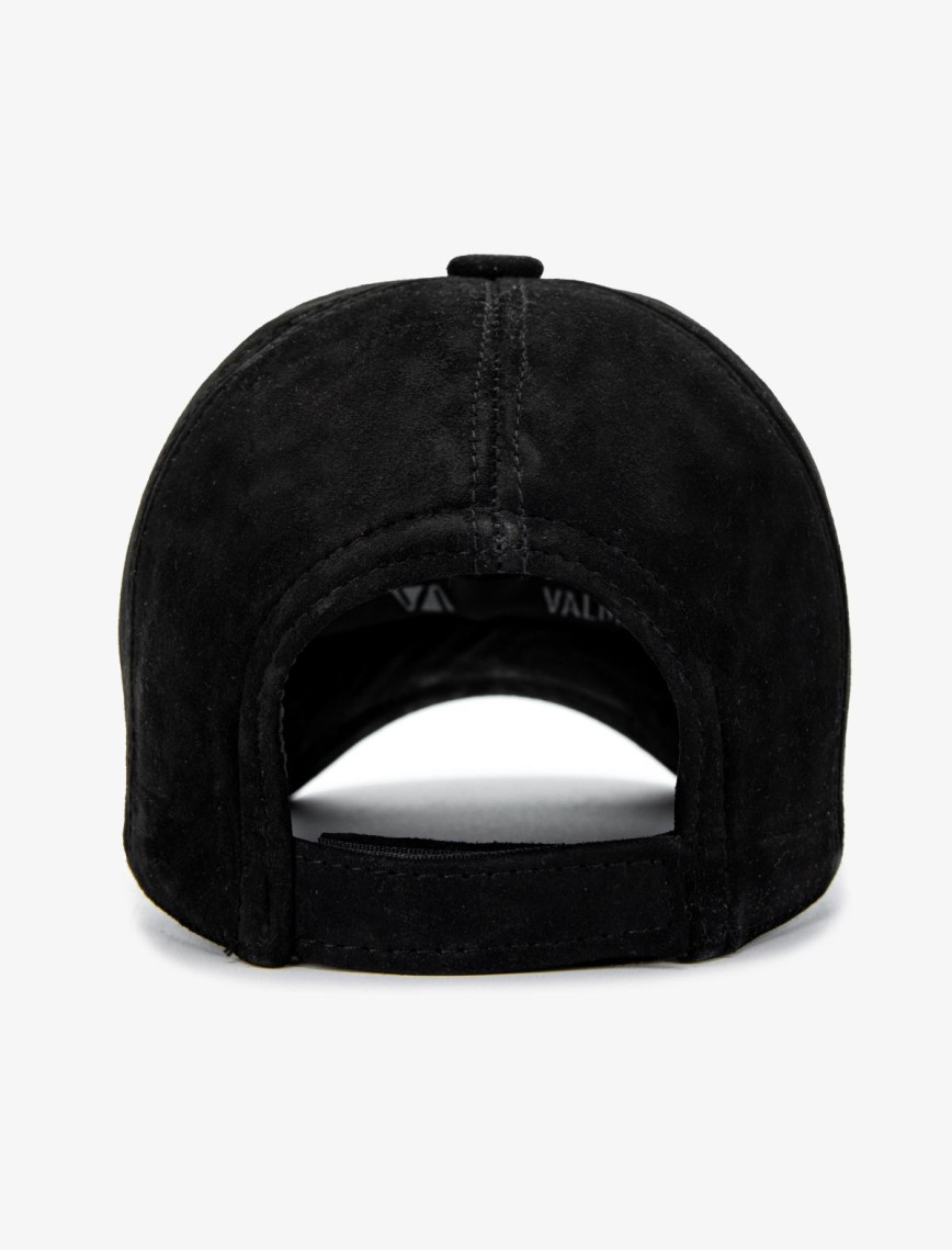 Valmenti Erkek Hakiki Deri Siyah Süet Beyzbol Şapka Valmenti Erkek Hakiki Deri Siyah Süet Beyzbol Şapka