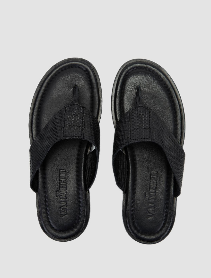 Valmenti Aletta Erkek Siyah Hakiki Deri Düz Terlik Valmenti Aletta Erkek Siyah Hakiki Deri Düz Terlik