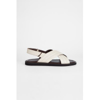 Sandals Factory Zeno Erkek Kırık Beyaz Hakiki Deri Sandalet Ayakkabı