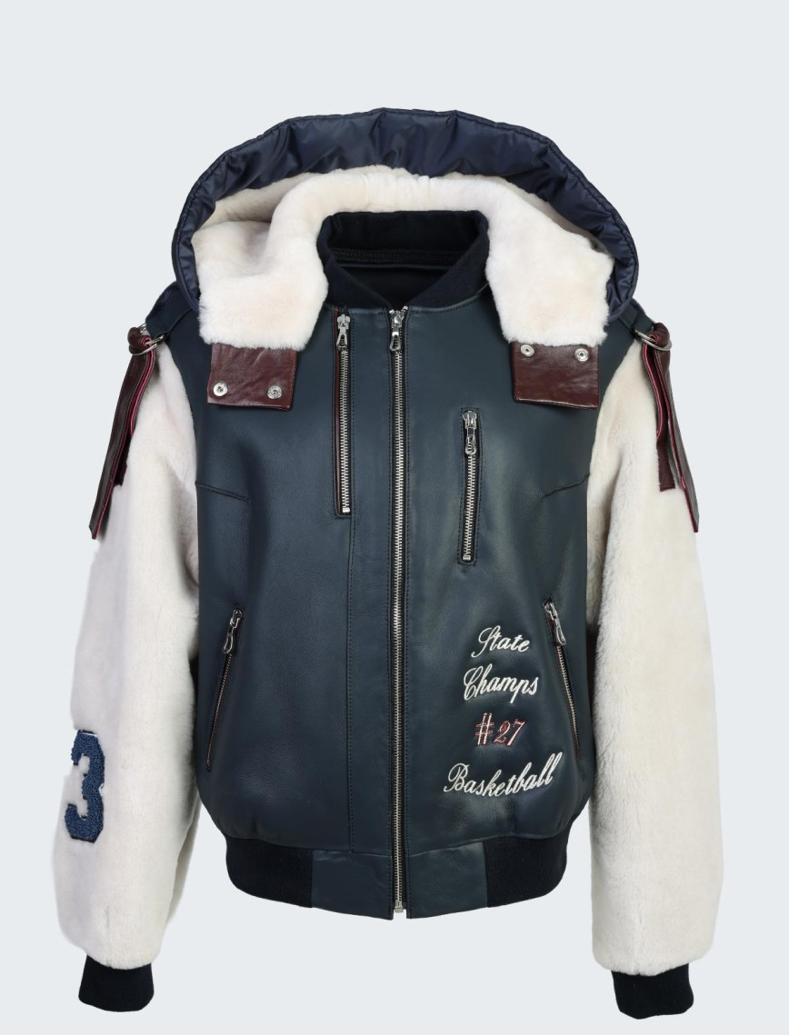 Valmenti Kadın Lacivert Deri/Kürk Mont Valmenti Kadın Lacivert Deri/Kürk Mont